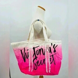 BNWT Victoria's Secret Pink & Cream Canvas Tote Bag